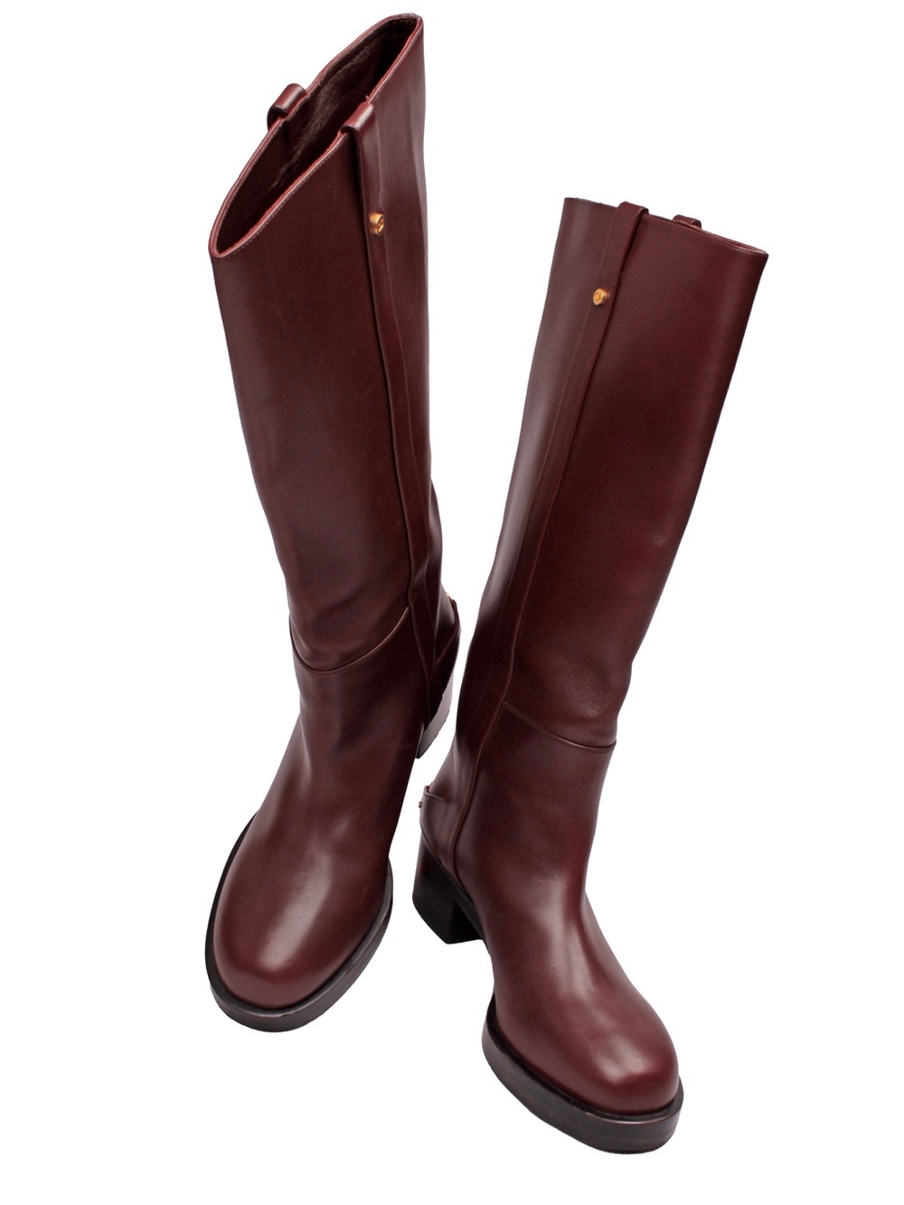 Valentino Troopup Burgundy Leather Riding Boots